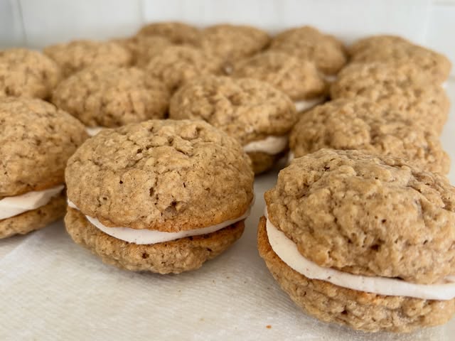 Oatmeal whoopie pies cooling